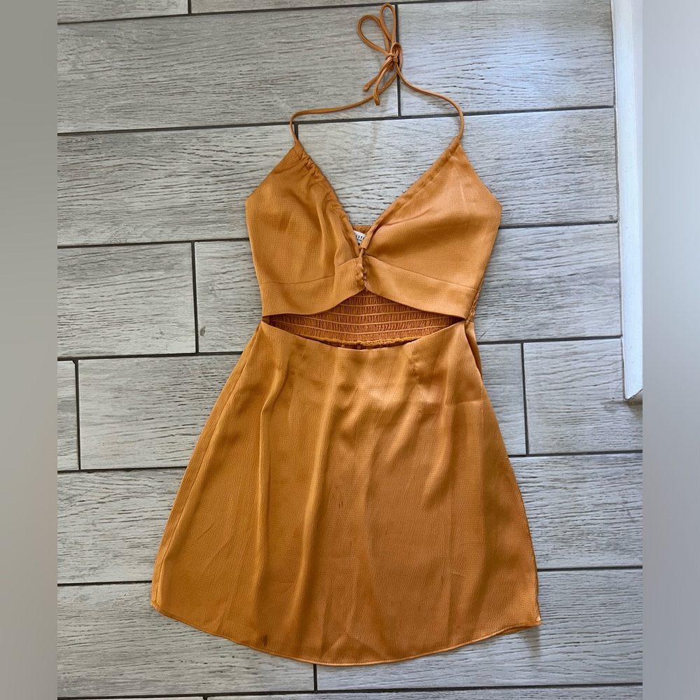 Cut out halter mini dress